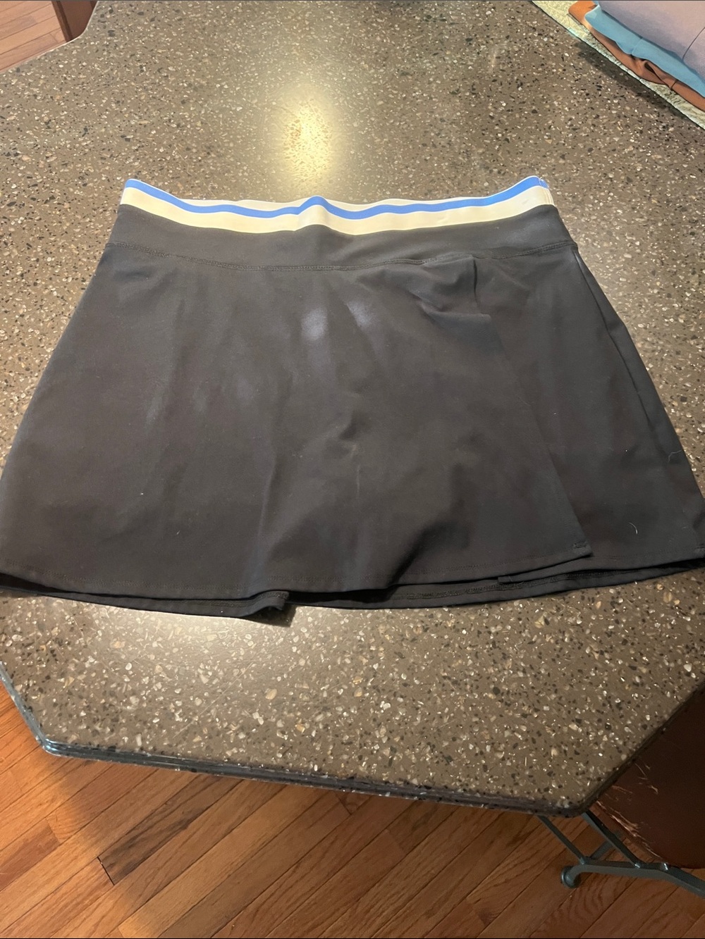 Marika Black Skort with Blue and White Striped Waistband
